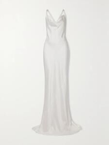 Norma Kamali Open-back satin gown in White